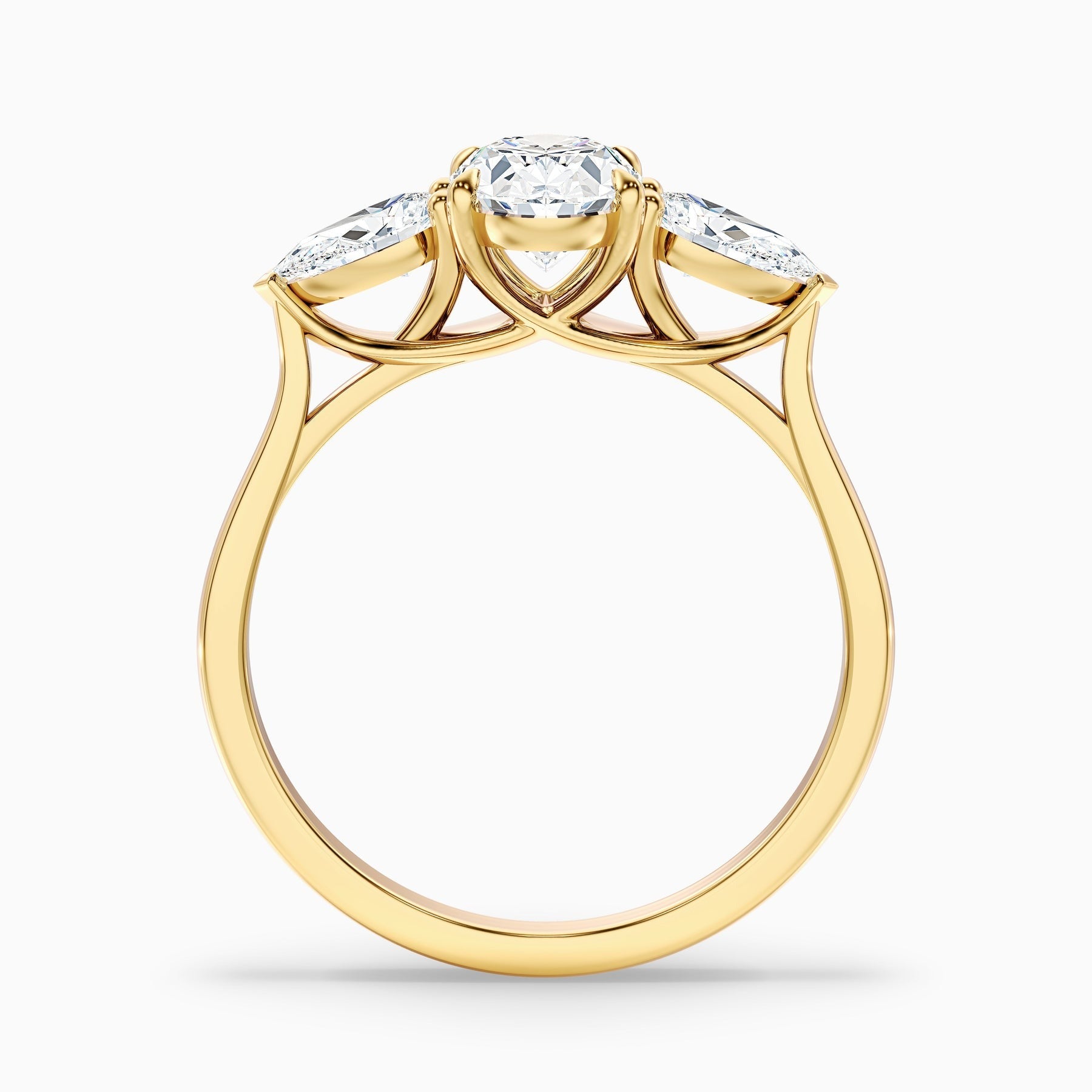 Frozen Three Stone Oval Halo Moissanite Engagement Ring